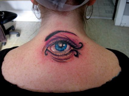 Eyes Tattoo On Neck